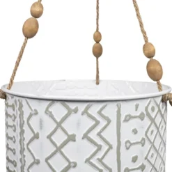 Large Multi Pattern Metal, Jute & Wood Hanging Planter - Foreside Home & Garden -Decor Home Life Store GUEST 4c074596 2492 43ad 9823 0e8ba8c3eccc