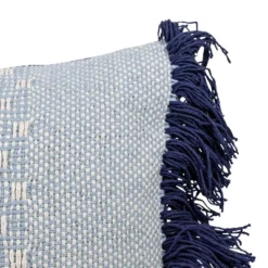 Blue With Navy Fringe 14X36 Hand Woven Filled Pillow - Foreside Home & Garden -Decor Home Life Store GUEST 4d69eaf3 3737 4052 8c0d 043f3412f9ae
