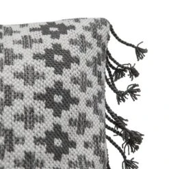 24x24 Inches Hand Woven Gray Polyester With Polyester Fill Pillow - Foreside Home & Garden