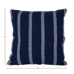 18X18 Inch Hand Woven Navy & Blue Striped Outdoor Pillow Polyester With Polyester Fill By Foreside Home & Garden -Decor Home Life Store GUEST 511345d8 c9ff 40e1 a548 307050331429