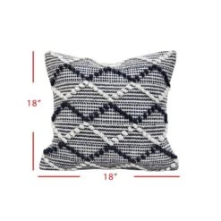 18x18 Inches Hand Woven Blue Polyester With Polyester Fill Pillow - Foreside Home & Garden -Decor Home Life Store GUEST 51820219 b944 4e4b ae2f ad673ced7187