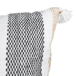 Tan & Black Tick Stripe 30X30 Oversized Filled Outdoor Pillow - Foreside Home & Garden -Decor Home Life Store GUEST 51850fb7 c2aa 4082 ba94 2afcf66671f5