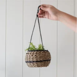 Black Rope & Seagrass Hanging Basket - Foreside Home & Garden -Decor Home Life Store GUEST 51ea34ee 2646 4f3a ade8 3201c1258925