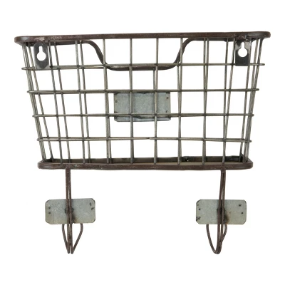 Rustic Distressed Wire Metal Hanging Wall Mail Pocket - Foreside Home & Garden 5 Rustic Distressed Wire Metal Hanging Wall Mail Pocket - Foreside Home & Garden - Image 3