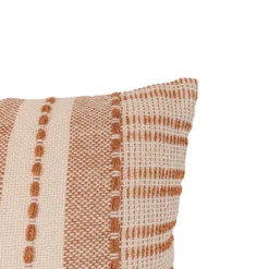18x18" Hand Woven Rust Geo Stripe Outdoor Pillow Polyester With Polyester Fill By Foreside Home & Garden -Decor Home Life Store GUEST 56f43596 fa85 46da b344 18197607a77d