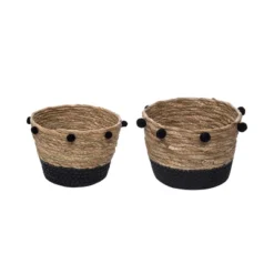 Set Of 2 Natural Cattail Decorative Storage Baskets With Pom Poms - Foreside Home & Garden 12 Set Of 2 Natural Cattail Decorative Storage Baskets With Pom Poms - Foreside Home & Garden -Decor Home Life Store GUEST 58d84b2b aae9 4de8 98e2 4432b19ed7e5
