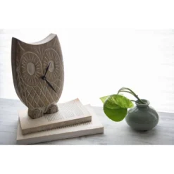 Handcarved White Wood Battery Operated Owl Table Clock - Foreside Home & Garden -Decor Home Life Store GUEST 5a28ee7e 7492 4557 a9a5 dc481efbedae
