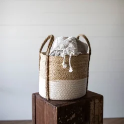 Natural Woven White Seagrass & Rope Basket - Foreside Home & Garden -Decor Home Life Store GUEST 5afd19de bc44 4b0c aa17 e787c4c4e6ad