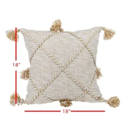 Tan With Braided Accents 18X18 Hand Woven Filled Outdoor Pillow - Foreside Home & Garden 9 Tan With Braided Accents 18X18 Hand Woven Filled Outdoor Pillow - Foreside Home & Garden -Decor Home Life Store GUEST 5bf94af8 72e0 4454 bac8 57fafd4a7015