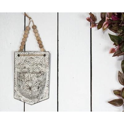 Rustic Antique White Metal Hanging Wall Storage Pocket - Foreside Home & Garden 8 Rustic Antique White Metal Hanging Wall Storage Pocket - Foreside Home & Garden - Image 6