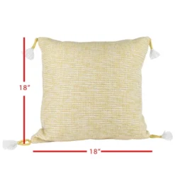 Yellow & White 18X18 Hand Woven Filled Outdoor Pillow - Foreside Home & Garden -Decor Home Life Store GUEST 5feb4049 faca 4aae b923 e7eb1f1964ea