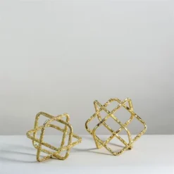 Small Distressed Gold Cube Metal Decorative Sculpture - Foreside Home & Garden