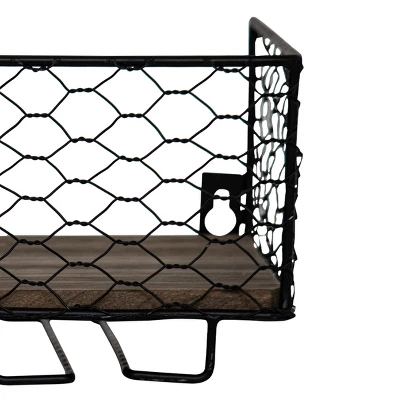 Two Bottle Black Wire Metal Wall Mount Wine Rack - Foreside Home & Garden