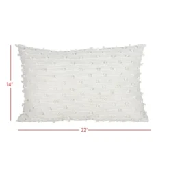 14X22 Inch Hand Woven Pillow White Cotton With Polyester Fill - Foreside Home & Garden -Decor Home Life Store GUEST 61f12079 1741 4d95 9cde 0bdab42ac836