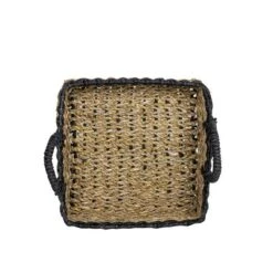 Black Trim Woven Seagrass & Rope Tray By Foreside Home & Garden -Decor Home Life Store GUEST 63d30530 df6c 4fcb bc7f e43233660820