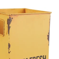 Distressed Yellow "Farm Fresh" Decorative Metal Planter Storage Tin - Foreside Home & Garden -Decor Home Life Store GUEST 6438fb59 6f1b 49bb a965 4d4576a879ea