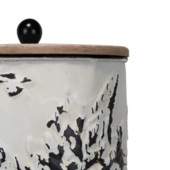 Set Of 3 Cream And Gray Floral Metal Decorative Storage Canisters - Foreside Home & Garden -Decor Home Life Store GUEST 650257c7 31d4 4b59 b9b2 17adfb851bec