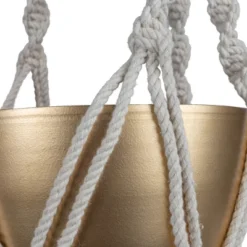 Macrame Hanging Planter Cotton & Metal - Foreside Home & Garden -Decor Home Life Store GUEST 661b32a7 db8e 4e96 ba66 037c89fd56ec