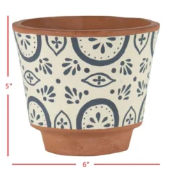 Natural Handthrown Large Terracotta Planter With Handpainted Tile Pattern - Foreside Home & Garden -Decor Home Life Store GUEST 67153311 6c00 4b38 8134 37fdee25bb82