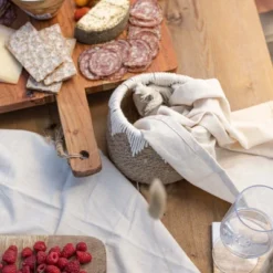 Woven Tapered Basket Jute & White Cotton Rope By Foreside Home & Garden -Decor Home Life Store GUEST 6797c201 33a2 406a 8b59 30458c798ed2