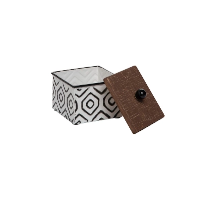 White Enamel Geometric Pattern Wood And Metal Jewelry Trinket Storage Box - Foreside Home & Garden 3 White Enamel Geometric Pattern Wood And Metal Jewelry Trinket Storage Box - Foreside Home & Garden