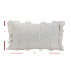 Striped Hand Woven 14x22" Decorative Cotton Throw Pillow With Hand Tied Tassels And Fringe - Foreside Home & Garden -Decor Home Life Store GUEST 68cd3c0a 465e 4f0c 89c4 318ca300cd49