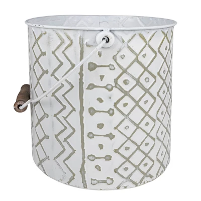 Multi Pattern Bucket Planter Metal & Wood - Foreside Home & Garden 6 Multi Pattern Bucket Planter Metal & Wood - Foreside Home & Garden - Image 4