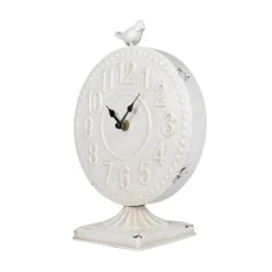 Bird Tabletop Clock White Metal - Foreside Home & Garden -Decor Home Life Store GUEST 6a143247 1f49 4b7f bef8 56eb4dbbf3fb