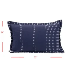 Blue Hand Woven 14x22" Decorative Cotton Throw Pillow And Hand Embroidered Pattern - Foreside Home & Garden -Decor Home Life Store GUEST 6a1c75bc 642c 41ad 92db 1d7bf0899ae0