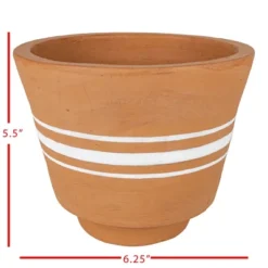 Multi White Stripe Terracotta Planter - Foreside Home & Garden -Decor Home Life Store GUEST 6a63c003 8f39 4cdf b673 caf128712b4f