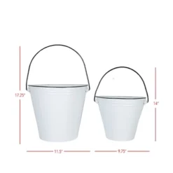 Set Of 2 Pail Wall Planters White Metal By Foreside Home & Garden -Decor Home Life Store GUEST 6be08924 6d58 4008 b99a 9b61923335a4