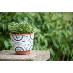 Natural Handthrown Large Terracotta Planter With Handpainted Tile Pattern - Foreside Home & Garden -Decor Home Life Store GUEST 6ef278eb 43a5 4a22 b0a0 5fa0d6a00f52