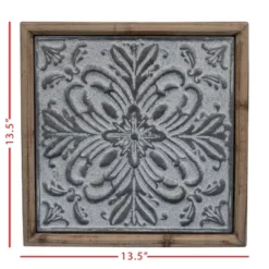 Whitewashed Tin Tile With Wood Frame Wall Decor - Foreside Home & Garden -Decor Home Life Store GUEST 7016a64f 23e1 4d0d a467 9530e2a56a52