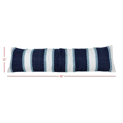 12X46 Inch Hand Woven Navy, Light Blue & White Striped Outdoor Pillow Polyester With Polyester Fill By Foreside Home & Garden 6 12X46 Inch Hand Woven Navy, Light Blue & White Striped Outdoor Pillow Polyester With Polyester Fill By Foreside Home & Garden - Image 4