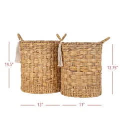 Set Of 2 Hand Woven With Tassel Baskets Water Hyacinth, Metal & Cotton Rope By Foreside Home & Garden -Decor Home Life Store GUEST 72cf2f37 49e0 4596 bcc3 a20ea4a3ecc6