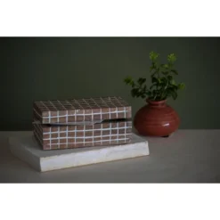 Handcarved Plaid 6x4" Lidded Decorative Wood Storage Box - Foreside Home & Garden -Decor Home Life Store GUEST 75ad5cab 5cc6 4b7b b805 2cd6c277ac30
