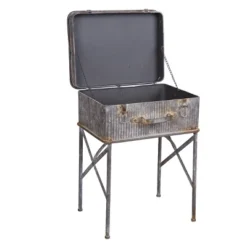 Distressed Metal Suitcase Side/End Table - Foreside Home And Garden