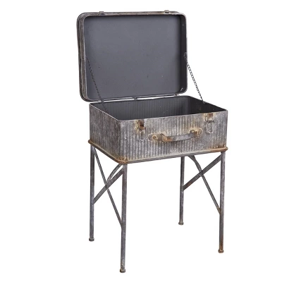 Distressed Metal Suitcase Side/End Table - Foreside Home And Garden