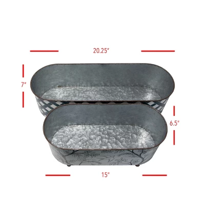 Set Of 2 Multicolored Galvanized Metal Planters With Round Feet - Foreside Home & Garden 8 Set Of 2 Multicolored Galvanized Metal Planters With Round Feet - Foreside Home & Garden - Image 6