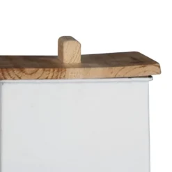 White Enamel Metal Lidded Decorative Storage Canister - Foreside Home & Garden -Decor Home Life Store GUEST 7670eeac 7ea8 4129 9004 97a22700cfbe