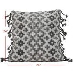 24x24 Inches Hand Woven Gray Polyester With Polyester Fill Pillow - Foreside Home & Garden 9 24x24 Inches Hand Woven Gray Polyester With Polyester Fill Pillow - Foreside Home & Garden -Decor Home Life Store GUEST 76c1b20a 9283 438d bea5 0404254a0fc2