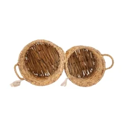 Set Of 2 Hand Woven With Tassel Baskets Water Hyacinth, Metal & Cotton Rope By Foreside Home & Garden -Decor Home Life Store GUEST 77f51948 365c 49fd b38f d64d75f7cb98