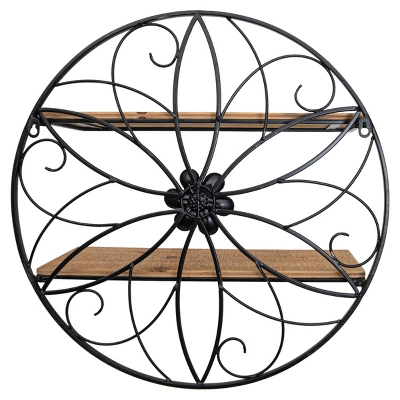 Black Metal & Wood Wall Shelf - Foreside Home & Garden 4 Black Metal & Wood Wall Shelf - Foreside Home & Garden - Image 2