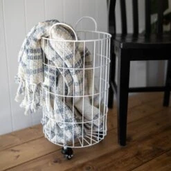 White Metal Rolling Basket - Foreside Home & Garden -Decor Home Life Store GUEST 7ac8d5b1 c2e0 41fa 863a be3bcdade0d2