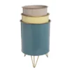 Set Of 3 Blue, Yellow And Gray Decorative Nesting Storage Bins With Brass Hairpin Legs - Foreside Home & Garden -Decor Home Life Store GUEST 7c58c694 9d1e 419e 8f28 180f323749fe