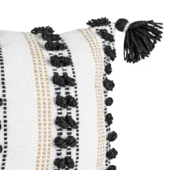 Black Tassels, Tan Striped 14X22 Hand Woven Filled Outdoor Pillow - Foreside Home & Garden -Decor Home Life Store GUEST 7d1cc4a0 f5ff 48f8 a1f1 b04b11641dd5