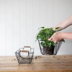 Set Of 2 Oblong Black Metal & Wood Baskets - Foreside Home & Garden 16 Set Of 2 Oblong Black Metal & Wood Baskets - Foreside Home & Garden -Decor Home Life Store GUEST 7d3315c4 0070 4eed 8409 a7223ae4a0d2