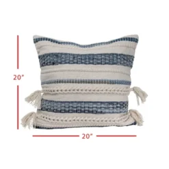 Blue 20x20" Cotton And Recycled Demin Decorative Throw Pillow With Hand Tied Tassels - Foreside Home & Garden 8 Blue 20x20" Cotton And Recycled Demin Decorative Throw Pillow With Hand Tied Tassels - Foreside Home & Garden -Decor Home Life Store GUEST 8110995f ea4c 4486 a2c0 e98145e9a786