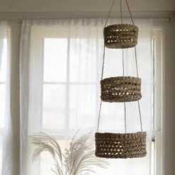 Natural Seagrass 3 Tiered Hanging Basket - Foreside Home & Garden -Decor Home Life Store GUEST 821a1d67 ea6f 43a6 b694 6c7076d8dddb