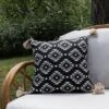 18X18 Inch Hand Woven Southwest Geo Outdoor Pillow Black Polyester With Polyester Fill By Foreside Home & Garden